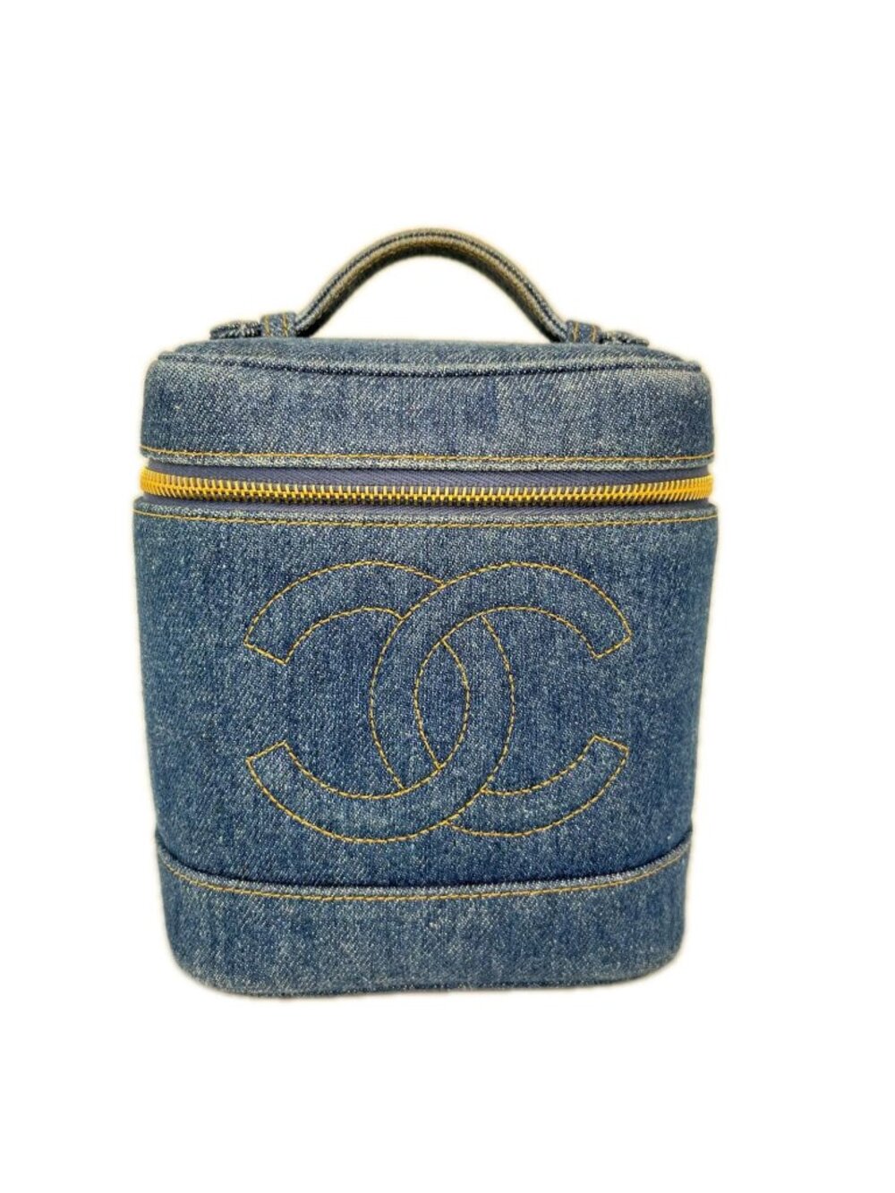 Chanel CC Logo Vanity Denim Handbag Indigo